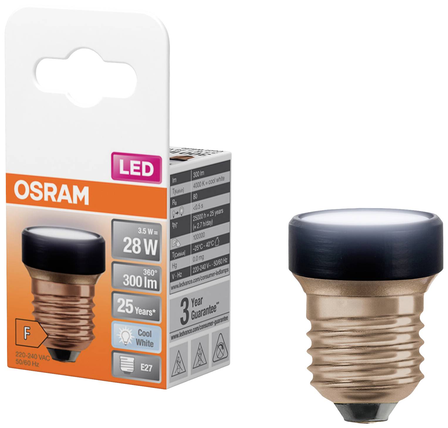 OSRAM HOMELIGHTING 4058075839991 LED EEK F (A - G) E27 3.5W = 28W Neutralweiß (Ø x H) 35mm x 35mm 1St.