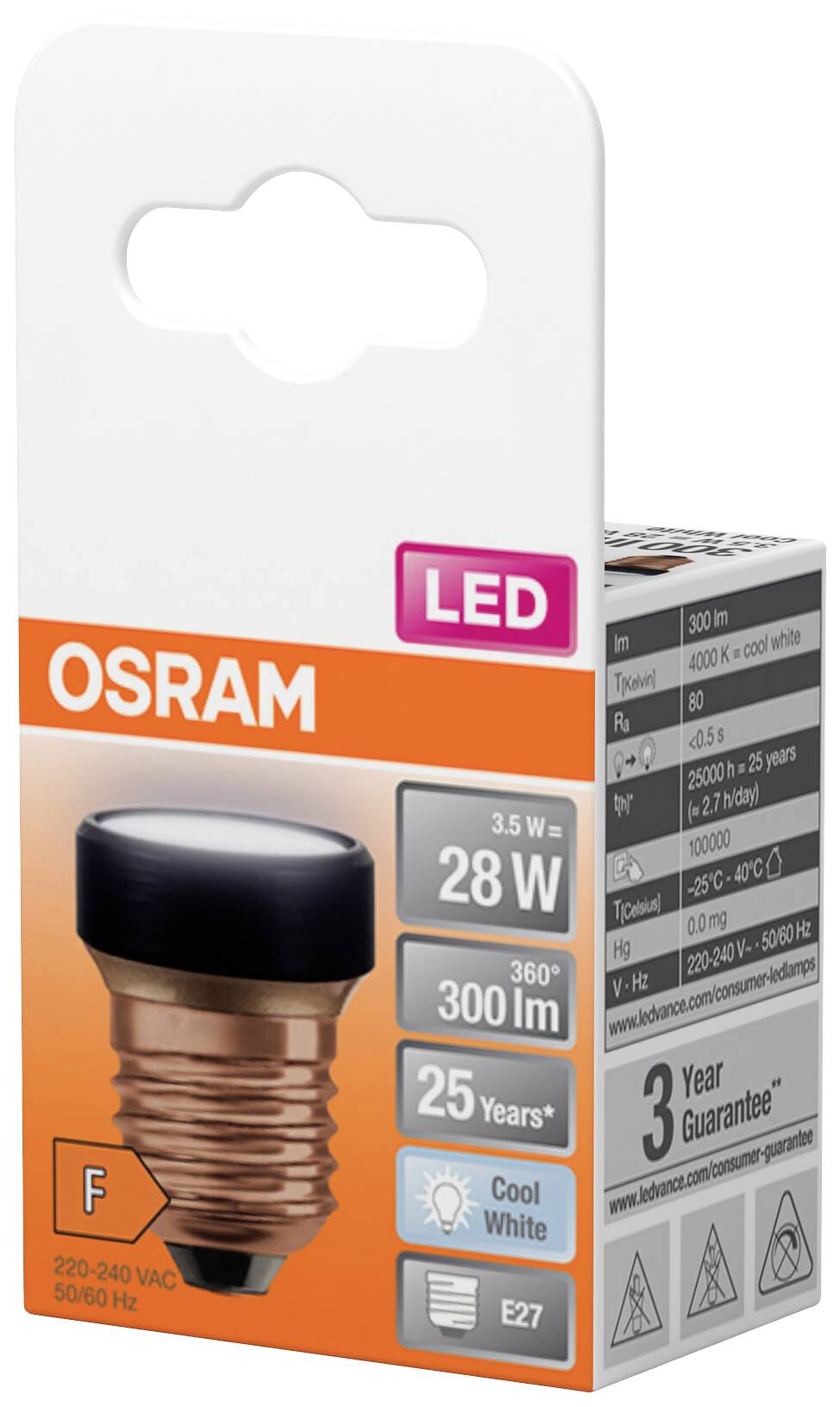 OSRAM HOMELIGHTING 4058075839991 LED EEK F (A - G) E27 3.5W = 28W Neutralweiß (Ø x H) 35mm x 35mm 1St.