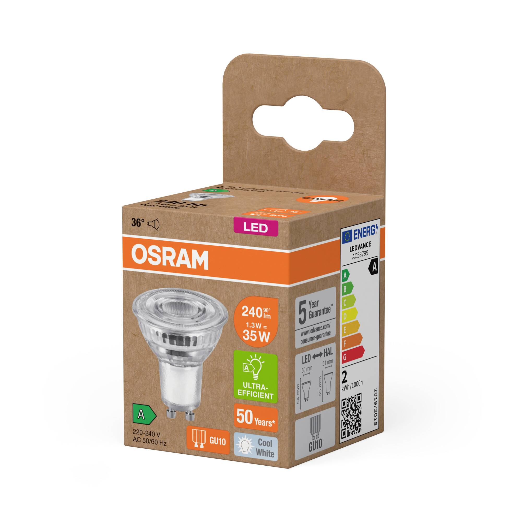 OSRAM HOMELIGHTING 4099854245237 LED-Reflektorlampe EEK A (A - G) GU10 Reflektor 1.4W = 35W Neutralweiß (Ø x H) 50mm x 50mm 1St.