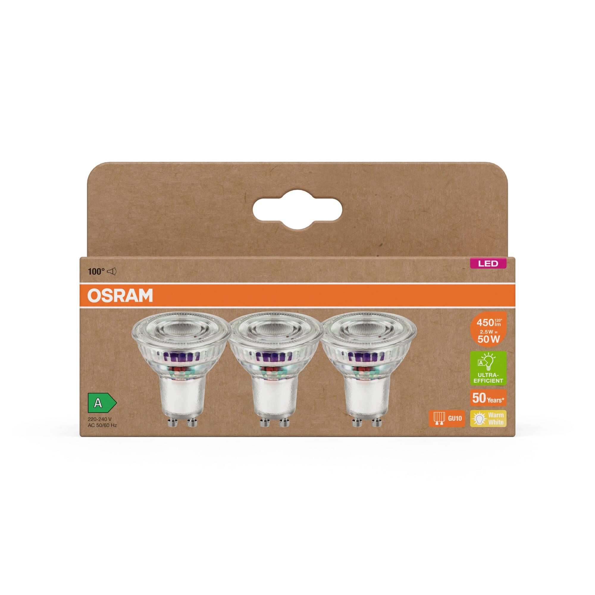 OSRAM HOMELIGHTING 4099854277900 LED-Reflektorlampe EEK A (A - G) GU10 Reflektor 2.5W = 50W Warmweiß (Ø x H) 50mm x 50mm 3St.