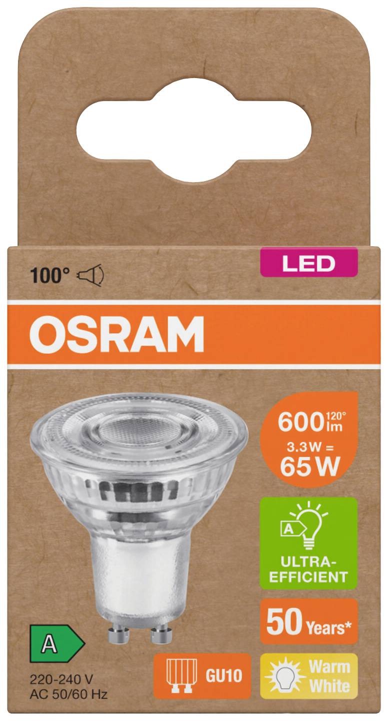 OSRAM HOMELIGHTING 4099854267802 LED-Reflektorlampe EEK A (A - G) GU10 Reflektor 3.4W = 65W Warmweiß (Ø x H) 50mm x 50mm 1St.