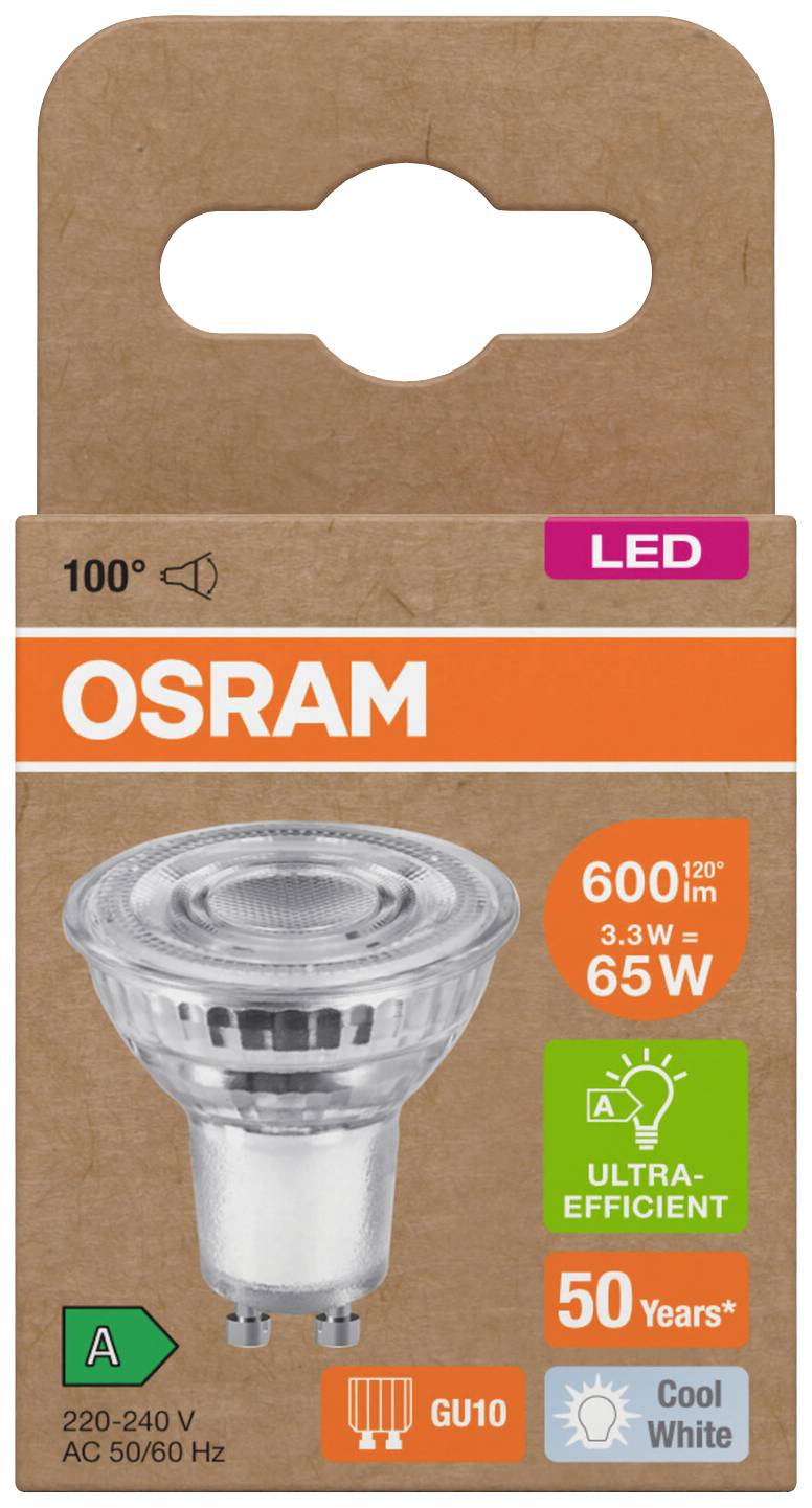OSRAM HOMELIGHTING 4099854267826 LED-Reflektorlampe EEK A (A - G) GU10 Reflektor 3.3W = 65W Neutralweiß (Ø x H) 50mm x 50mm 1St.