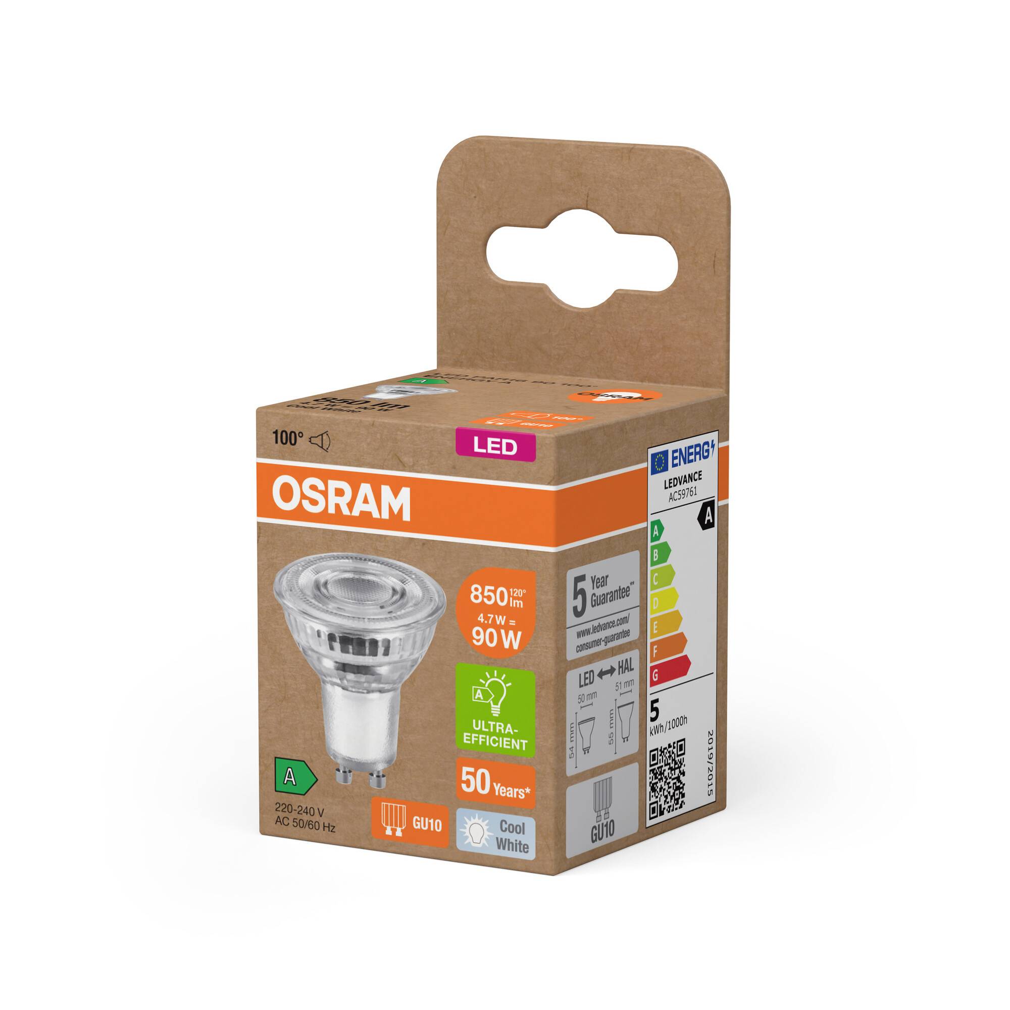 OSRAM HOMELIGHTING 4099854267864 LED-Reflektorlampe EEK A (A - G) GU10 Reflektor 4.7W = 90W Neutralweiß (Ø x H) 50mm x 50mm 1St.