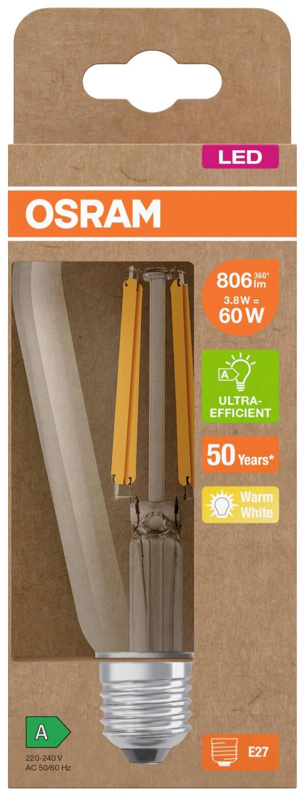 OSRAM HOMELIGHTING 4099854235634 LED EEK A (A - G) E27 Kolbenform 3.8W = 60W Warmweiß (Ø x H) 64mm x 64mm 1St.