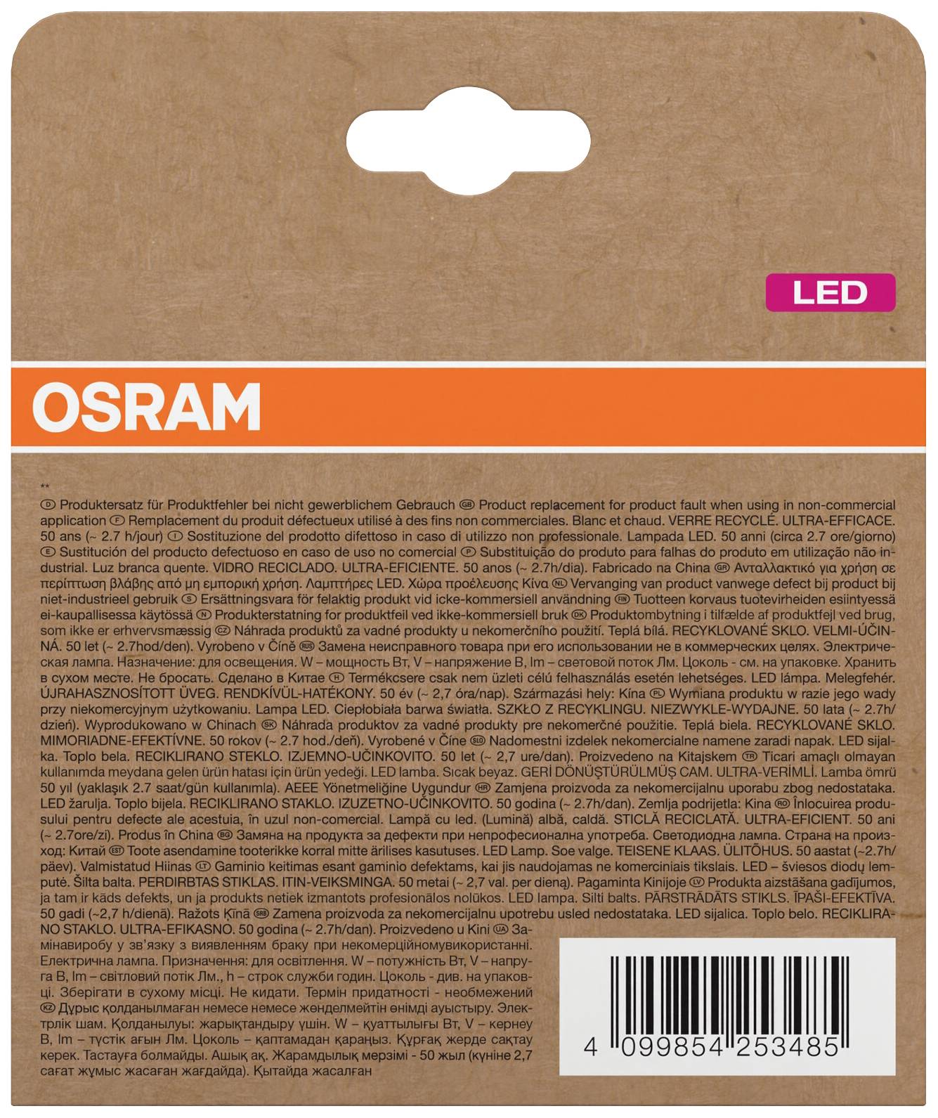 OSRAM HOMELIGHTING 4099854253485 LED EEK A (A - G) E27 Glühlampenform 2.2W = 40W Warmweiß (Ø x H) 60mm x 60mm 2St.