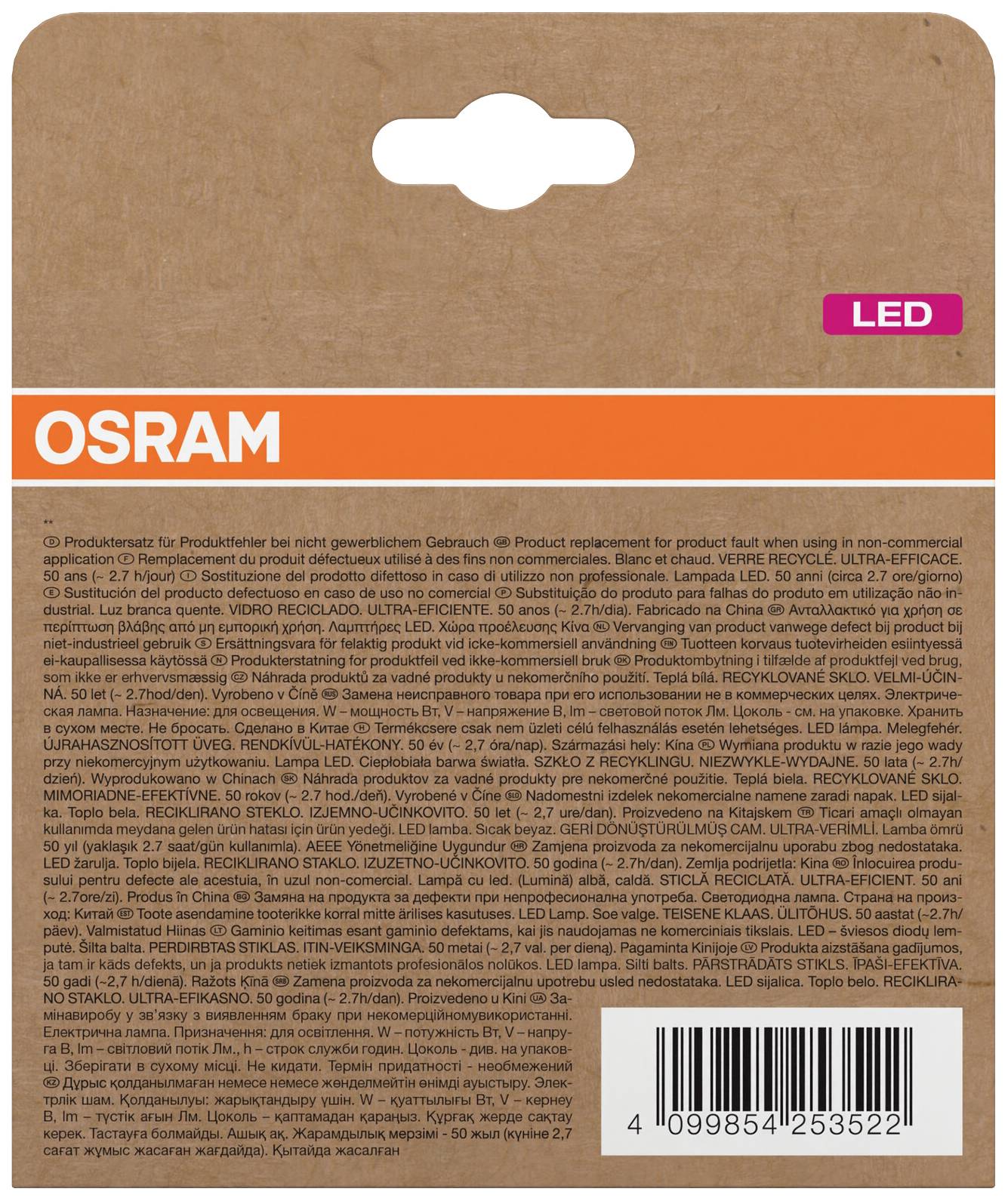 OSRAM HOMELIGHTING 4099854253522 LED EEK A (A - G) E27 Glühlampenform 3.8W = 60W Warmweiß (Ø x H) 60mm x 60mm 2St.
