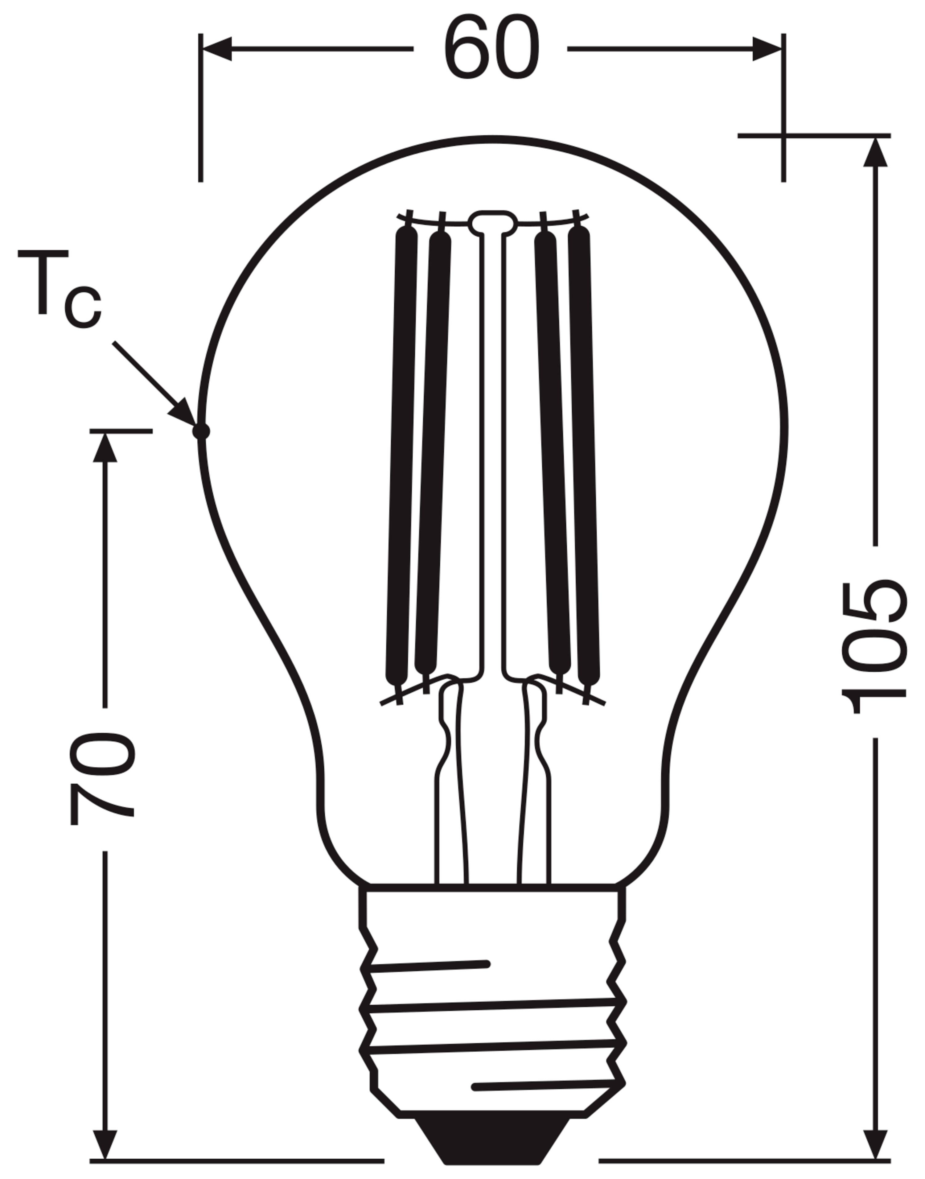 OSRAM HOMELIGHTING 4099854265488 LED EEK A (A - G) E27 Glühlampenform 3.8W = 60W Warmweiß (Ø x H) 60mm x 60mm 1St.