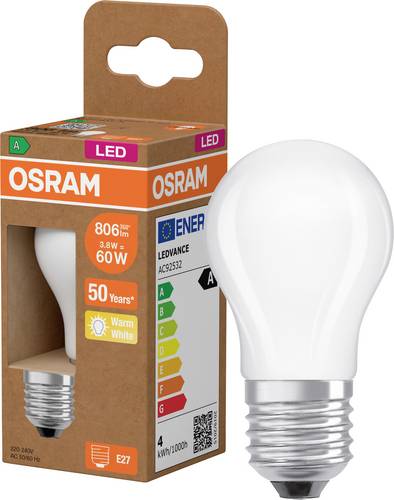 OSRAM HOMELIGHTING 4099854255830 LED EEK A (A - G) E27 Tropfenform 3.8 W = 60 W Warmweiß (Ø x H) 45