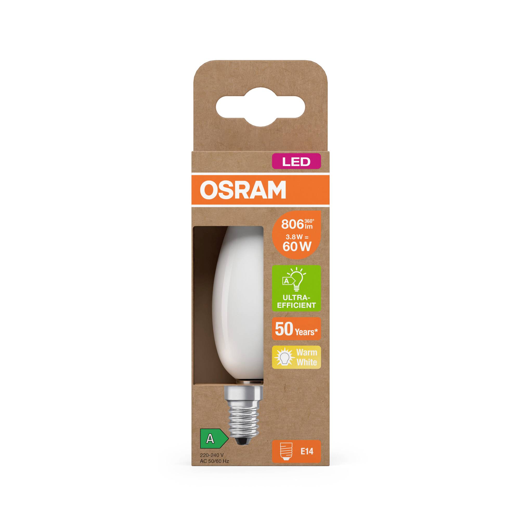 OSRAM HOMELIGHTING 4099854255717 LED EEK A (A - G) E14 Kerzenform 3.8W = 60W Warmweiß (Ø x H) 35mm x 35mm 1St.