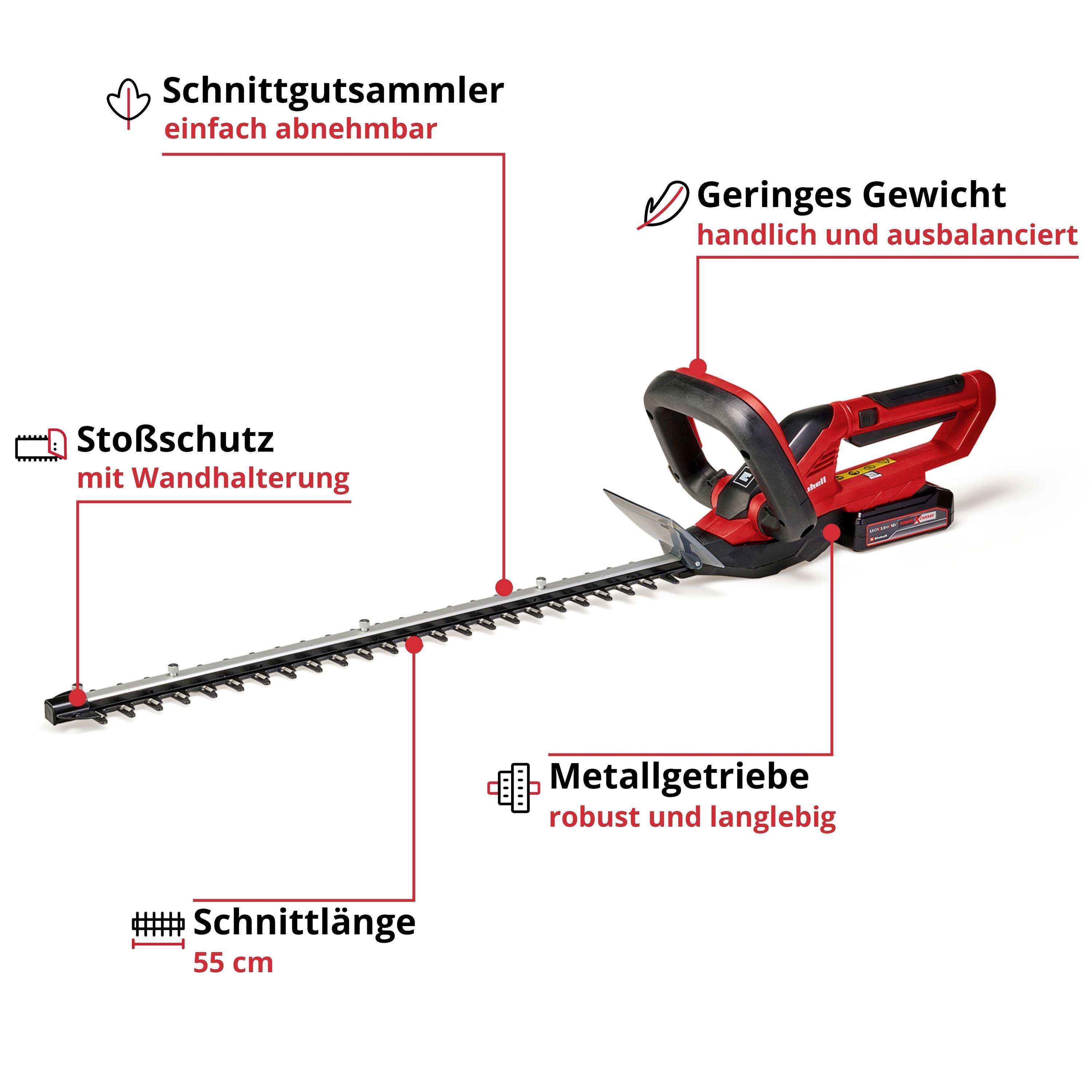 Einhell GC-CH 1855/1 Li Kit (1x2,5 Ah) Power X-Change Akku Akku-Heckenschere 18V Li-Ion 620mm