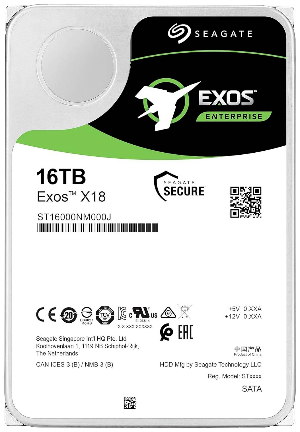 Seagate ST16000NM000J-FR Interne Festplatte 8.9cm (3.5 Zoll) (generalüberholt) (sehr gut) 16TB Exos X18 SATA 6 Gb/s