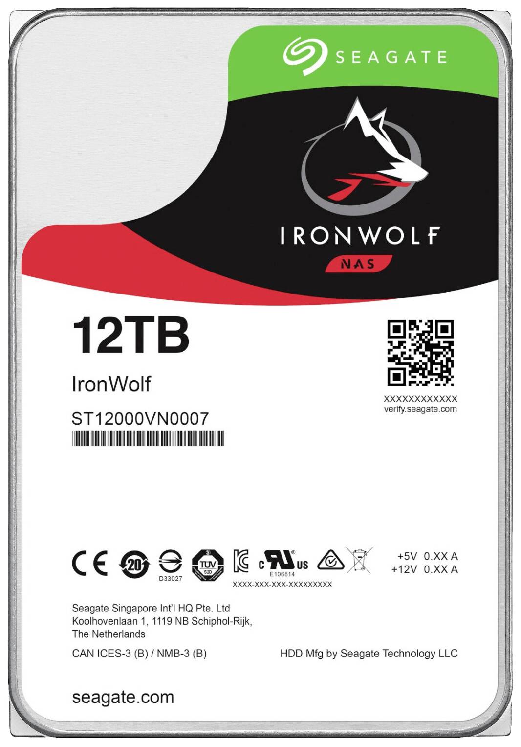 Seagate ST12000VN0007-FR Interne Festplatte 8.9cm (3.5 Zoll) (generalüberholt) (sehr gut) 12TB IronWolf™ SATA 6 Gb/s