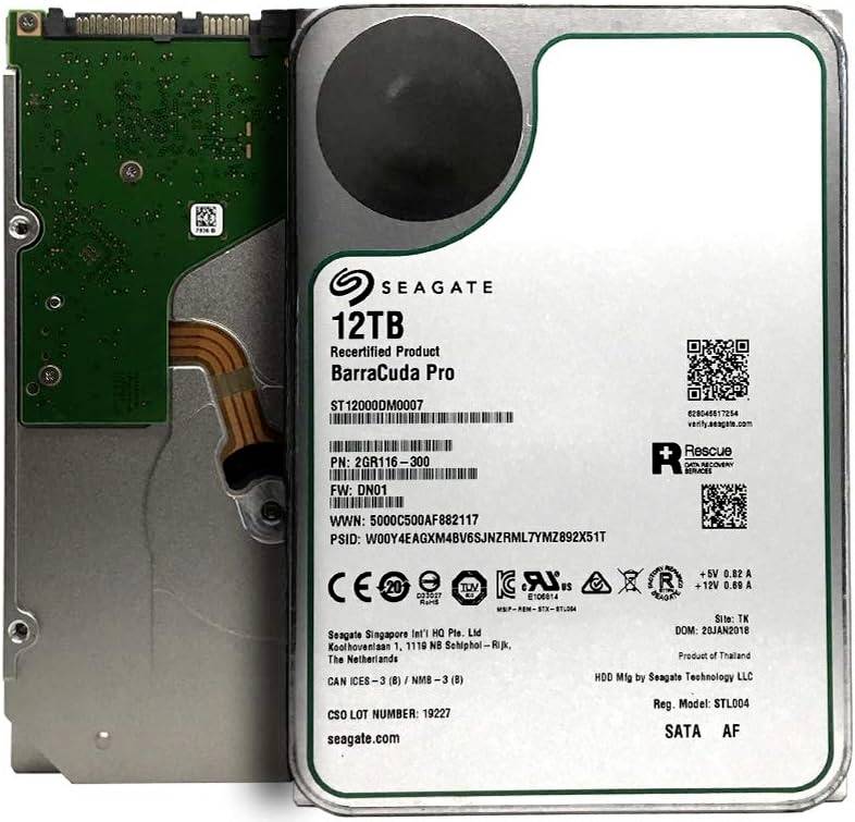 Seagate ST12000DM0007-FR Interne Festplatte 8.9cm (3.5 Zoll) (generalüberholt) (sehr gut) 12TB BarraCuda Pro SATA 6 Gb/s