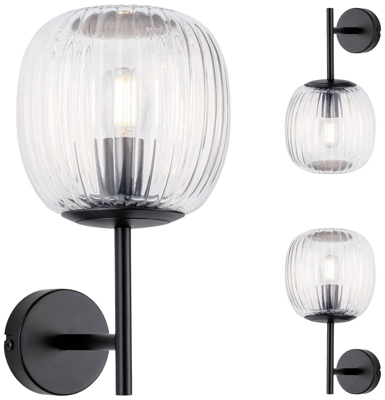 Paulmann Ruya 71144 Wandleuchte E14 Glas, Schwarz (matt)