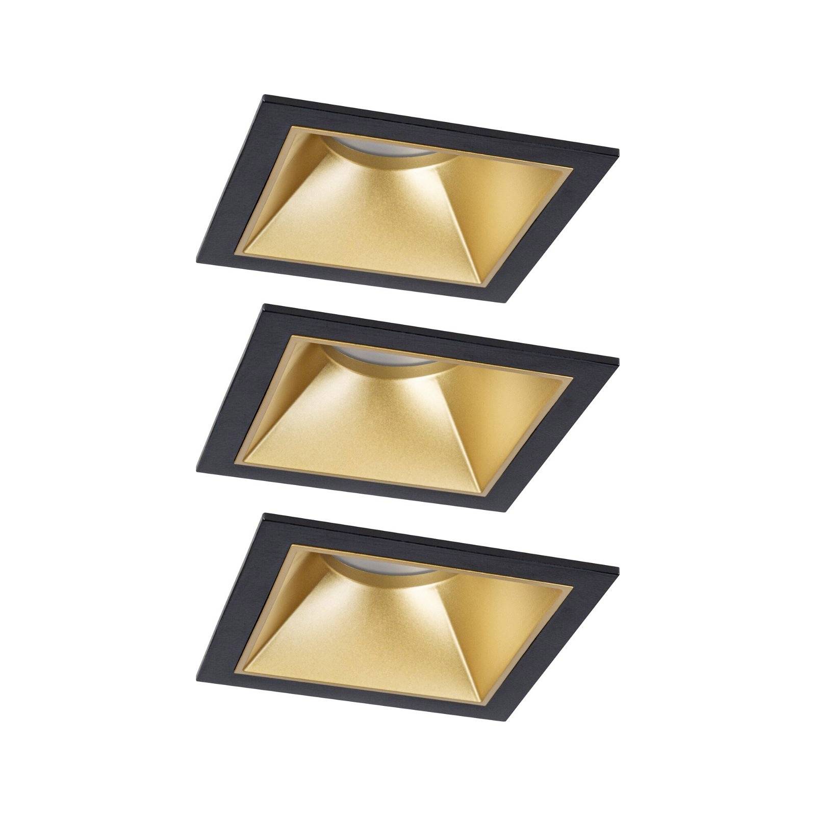 Paulmann 93129 Cole LED-Einbauleuchte 3er Set LED 6W Schwarz, Gold (matt)