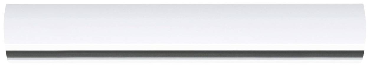 Weiße zylindrische Stange, möglicherweise ein Rohr oder eine Abdeckung, vor einem einfachen Hintergrund.