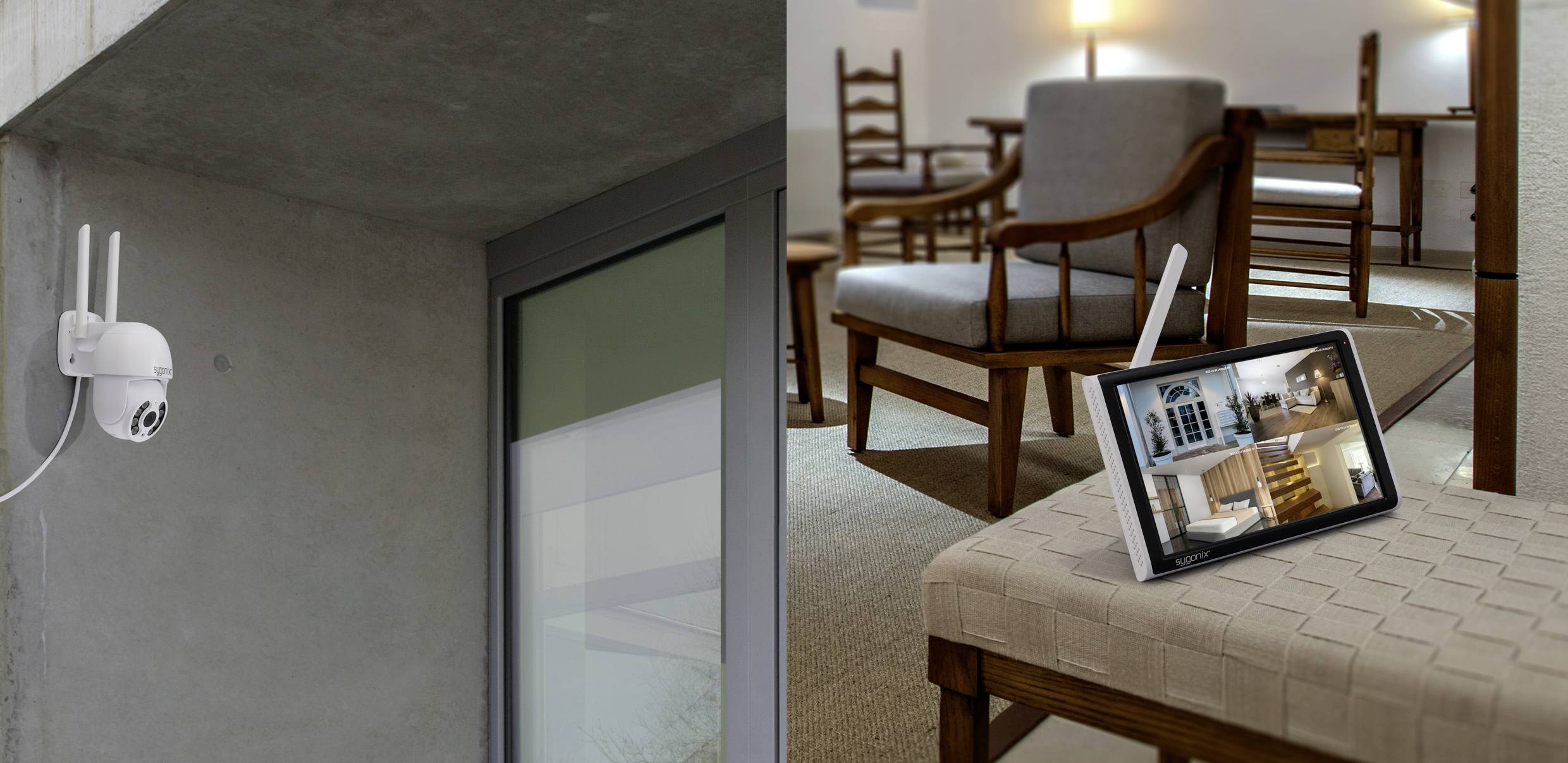 Sygonix SY-6440258 Funk-Überwachungskamera-Set 4-Kanal mit 1 Kamera 2304 x 1296 Pixel 2.4GHz