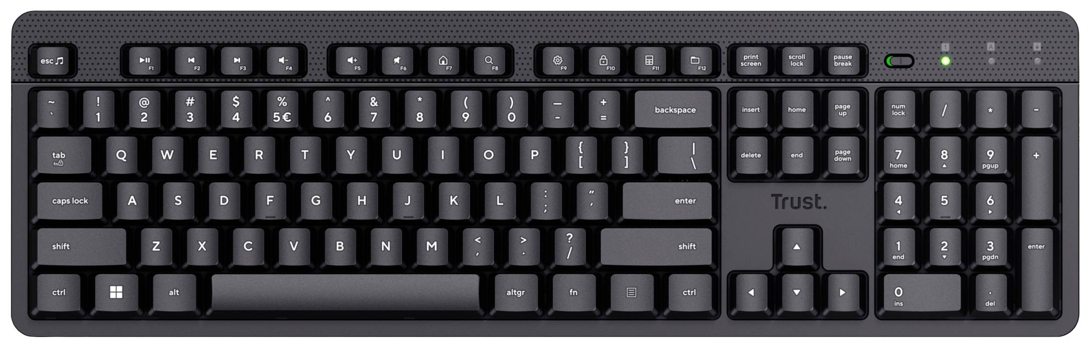 Trust ODY II Bluetooth® Tastatur Deutsch, QWERTZ Schwarz mit numerischer Tastatur
