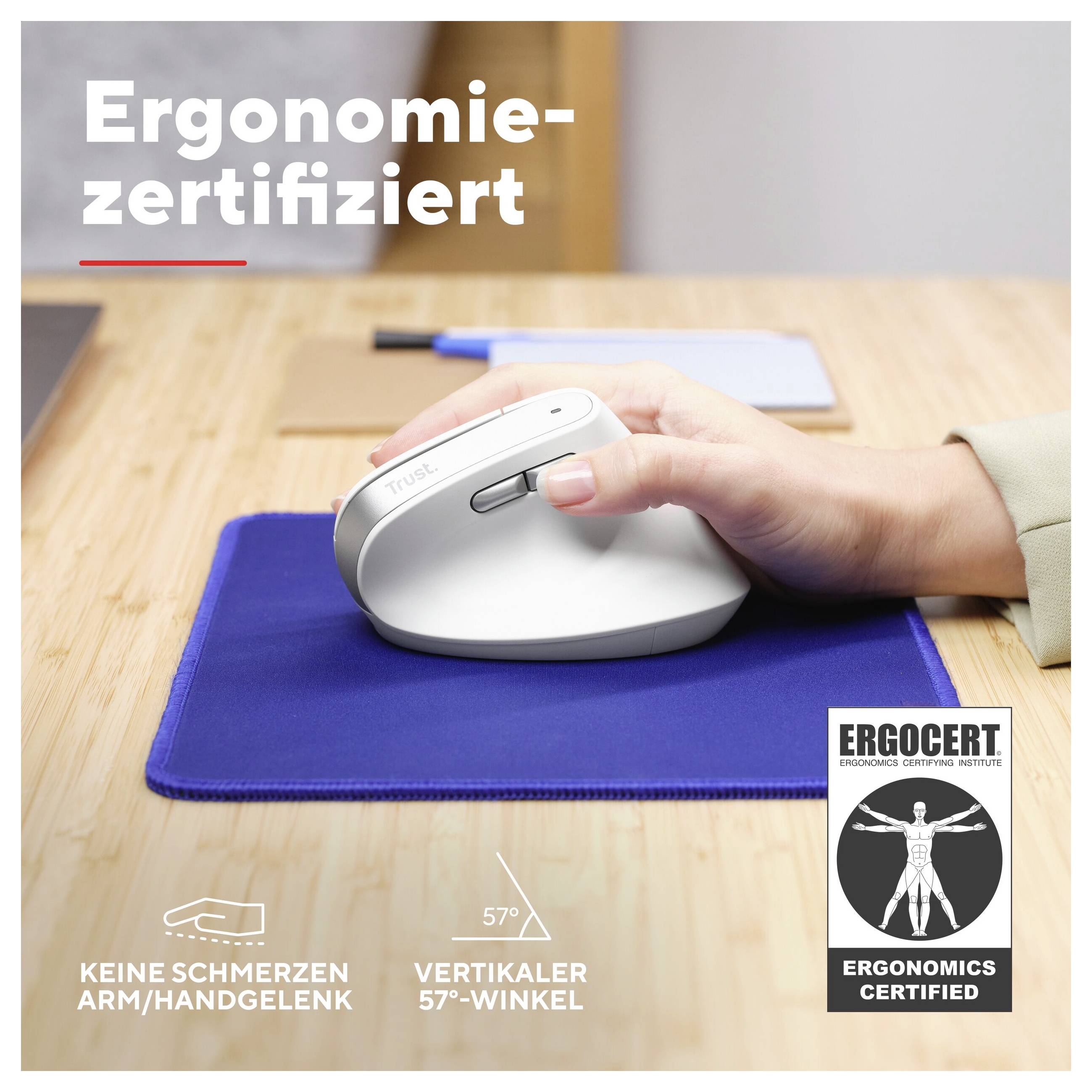 Trust BAYO II Maus Bluetooth® Optisch Weiß 6 Tasten 2400 dpi Integriertes Scrollrad