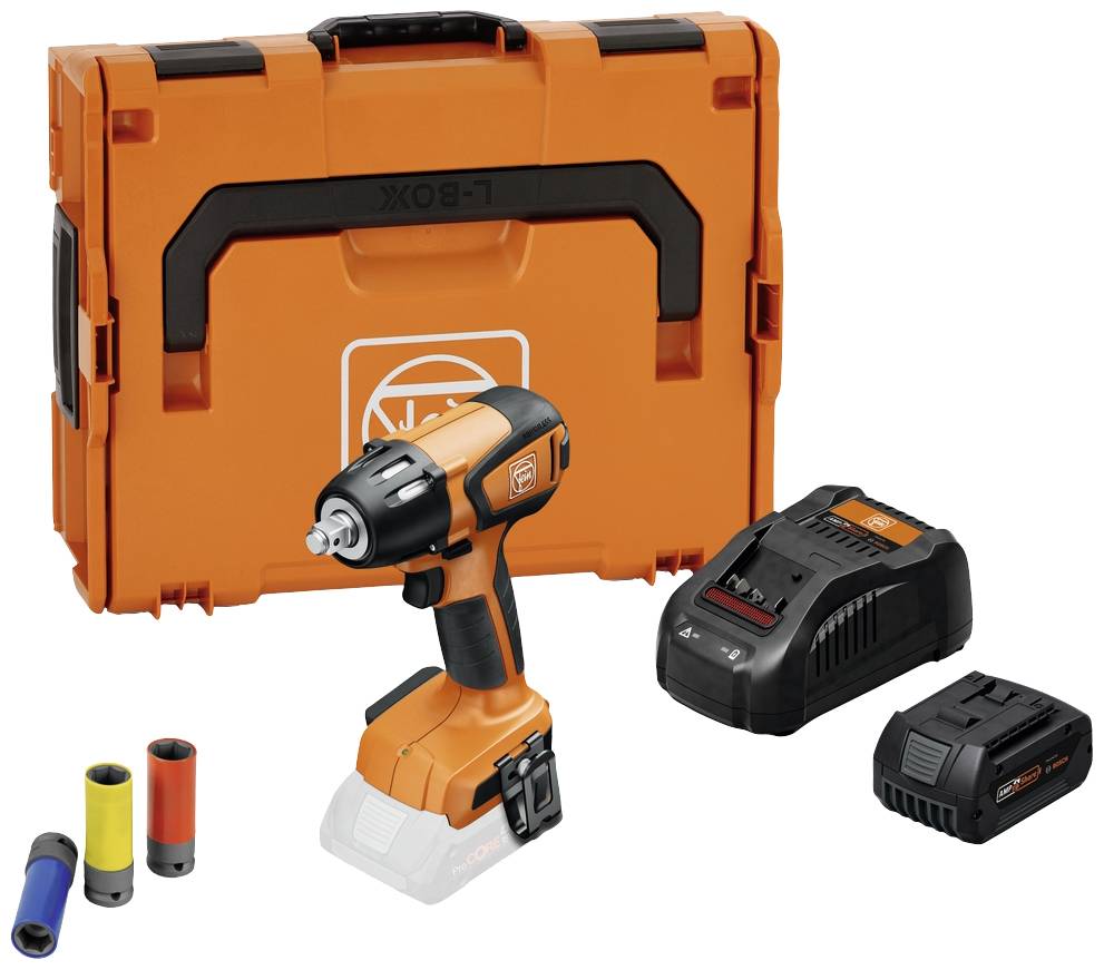 Akkuschrauber-Set mit Koffer, Ladestation und farbigen Stecknüssen.