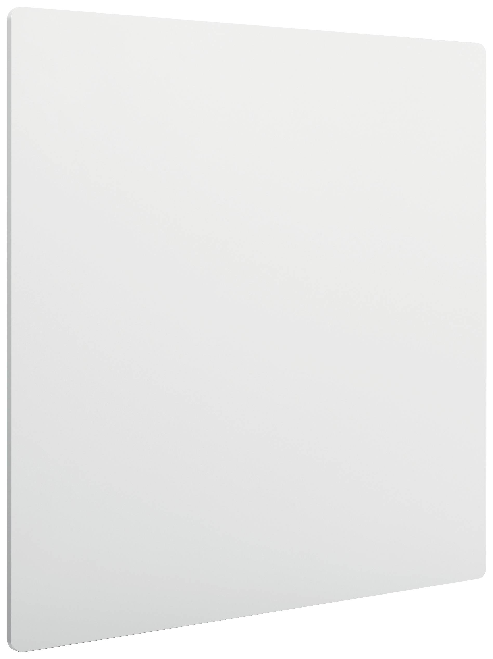 Ein rechteckiges, flaches, weißes Panel vor einem weißen Hintergrund. Es sieht glatt aus und reflektiert kaum Licht.