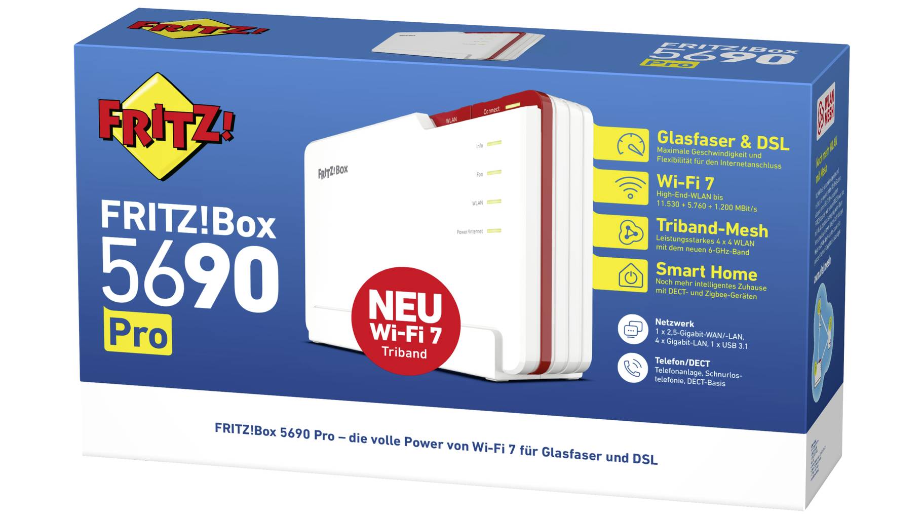 AVM FRITZ!Box 5690 Pro WLAN Glasfaser Router 2.4GHz, 5GHz, 6GHz 11 GBit ...