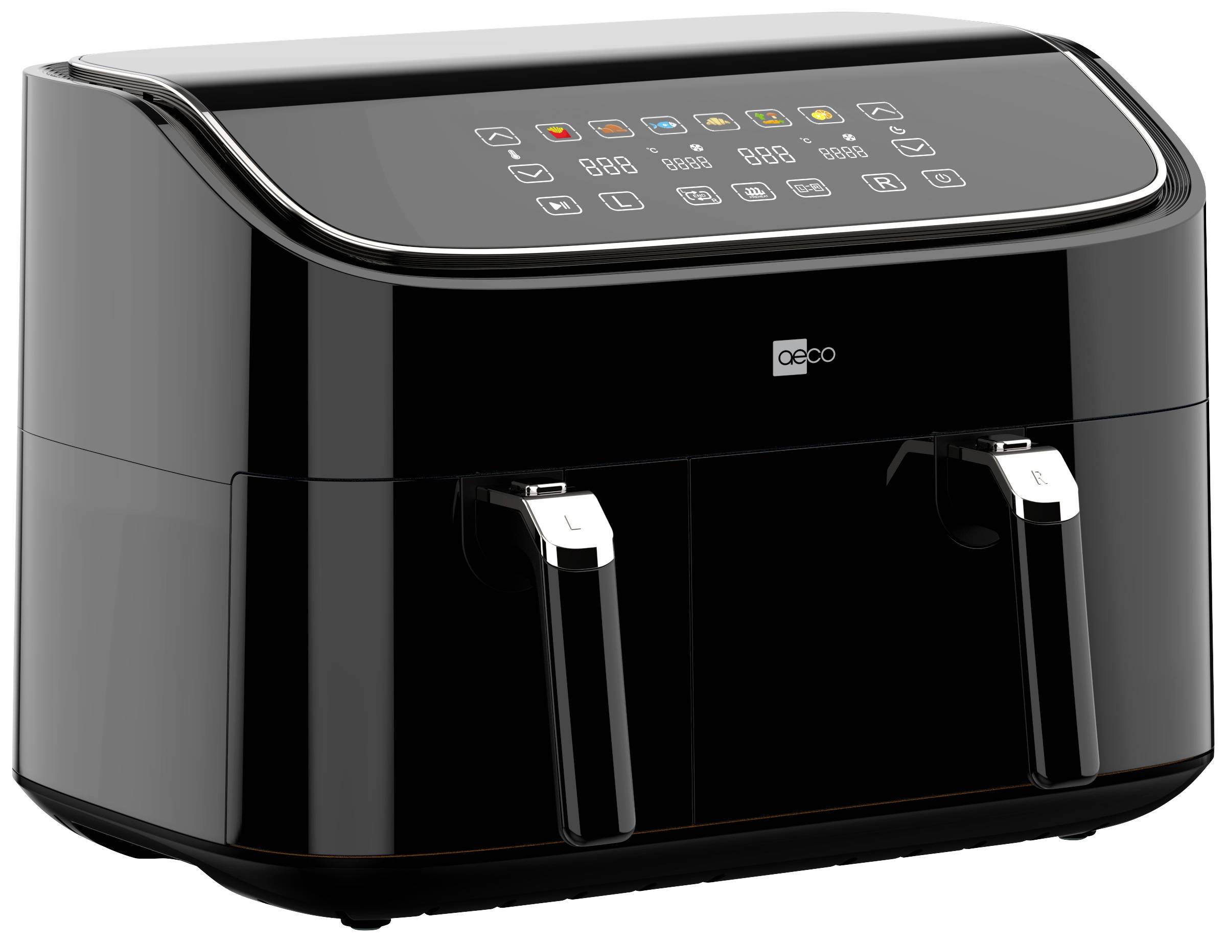 Aeco DUO Heißluft-Fritteuse 9 l 2850 W Timerfunktion, Antihaftbeschichtung Schwarz