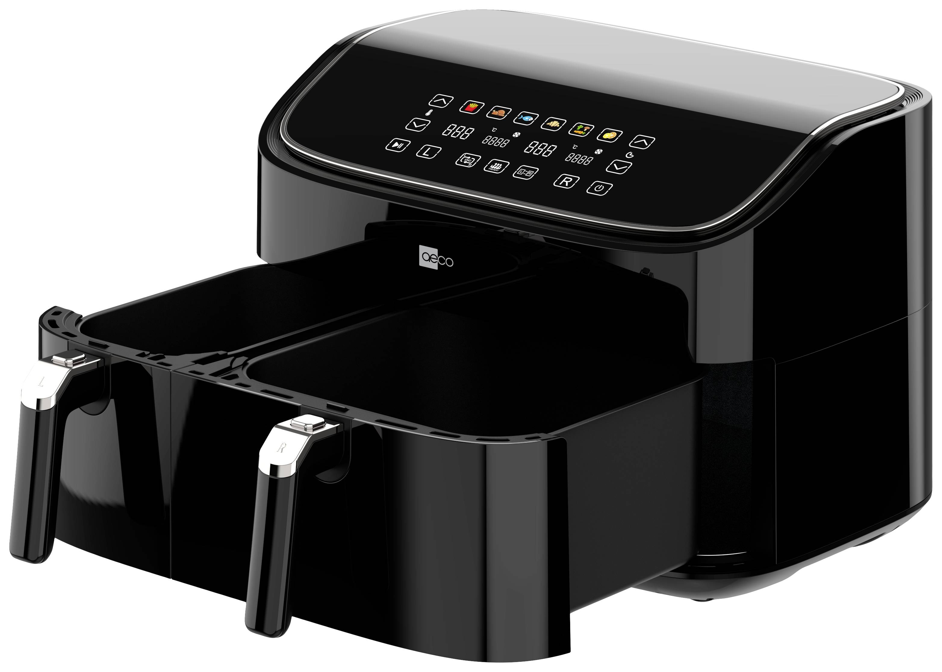 Aeco DUO Heißluft-Fritteuse 9l 2850W Timerfunktion, Antihaftbeschichtung Schwarz