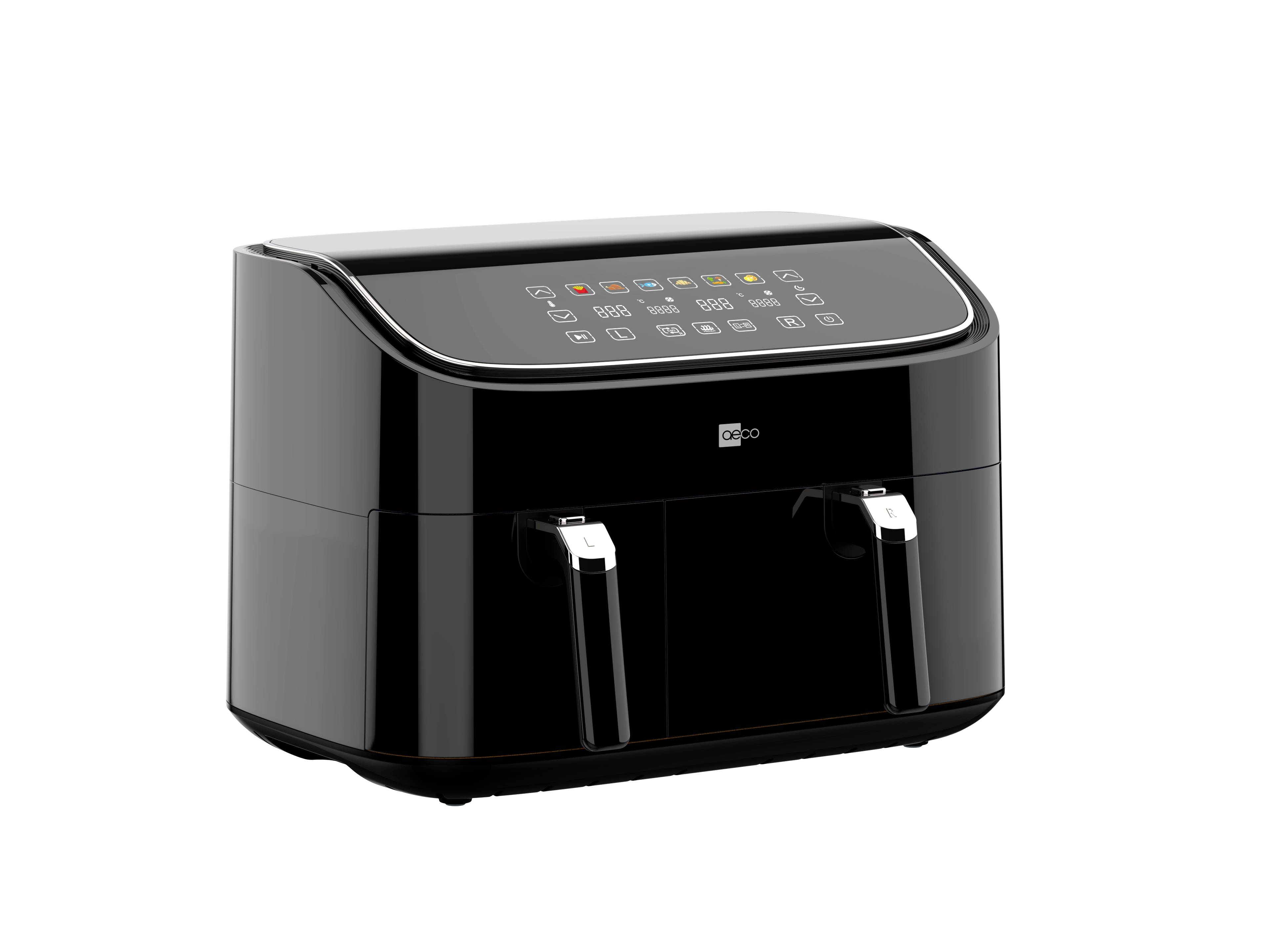 Aeco DUO Heißluft-Fritteuse 9l 2850W Timerfunktion, Antihaftbeschichtung Schwarz