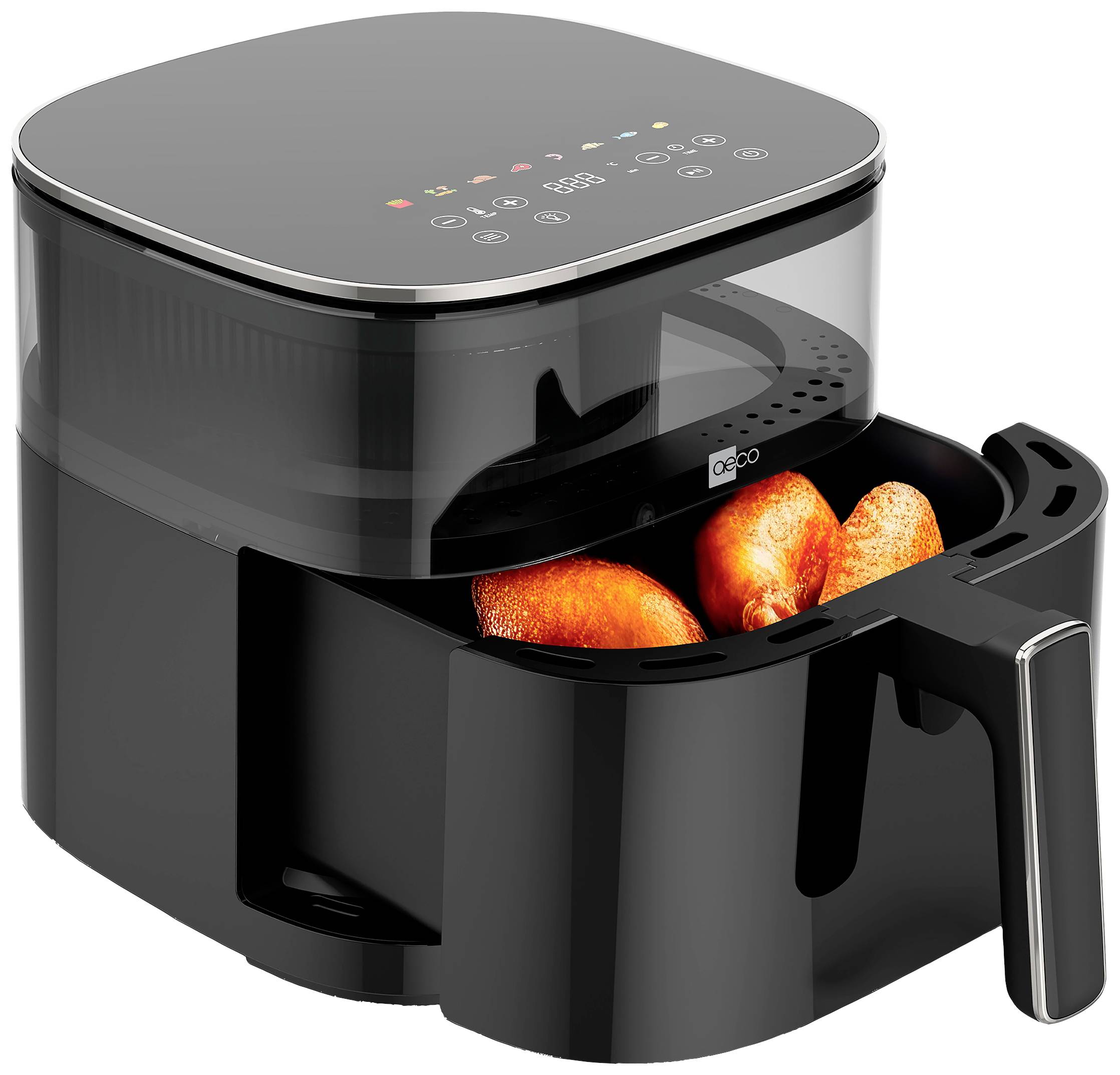 Aeco TOUCH Heißluft-Fritteuse 5.7l 1700W Timerfunktion, Antihaftbeschichtung Schwarz