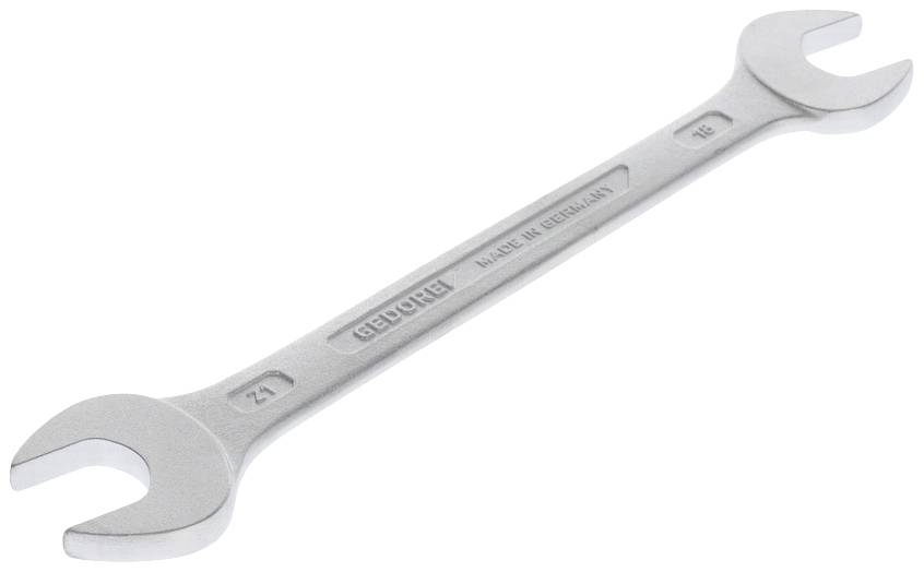 Ein silberner Maulschlüssel mit der Gravur 'M 10' und 'M 12', hergestellt in Deutschland, ist auf weißem Hintergrund abgebildet.