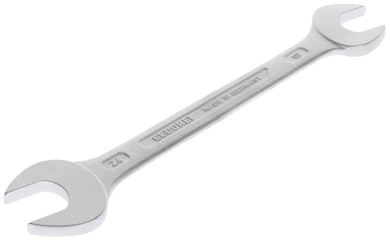 Offener Gabelschlüssel aus Metall mit der Aufschrift 'GEDORE' und 'MADE IN GERMANY', geeignet zum Anziehen oder Lösen von Schrauben.
