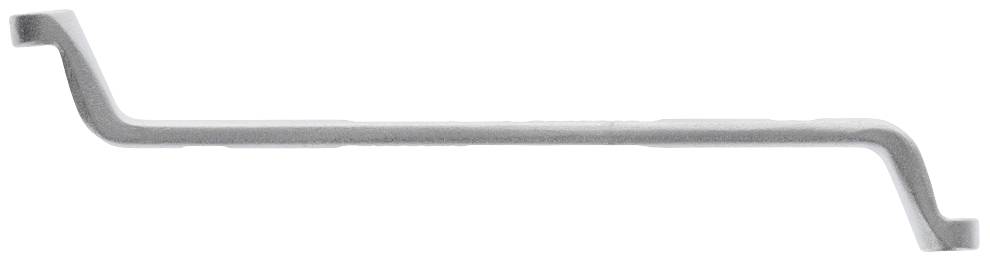 Ein metallischer Hebel mit zwei Biegungen, der möglicherweise als Werkzeug oder Maschinenteil verwendet wird.