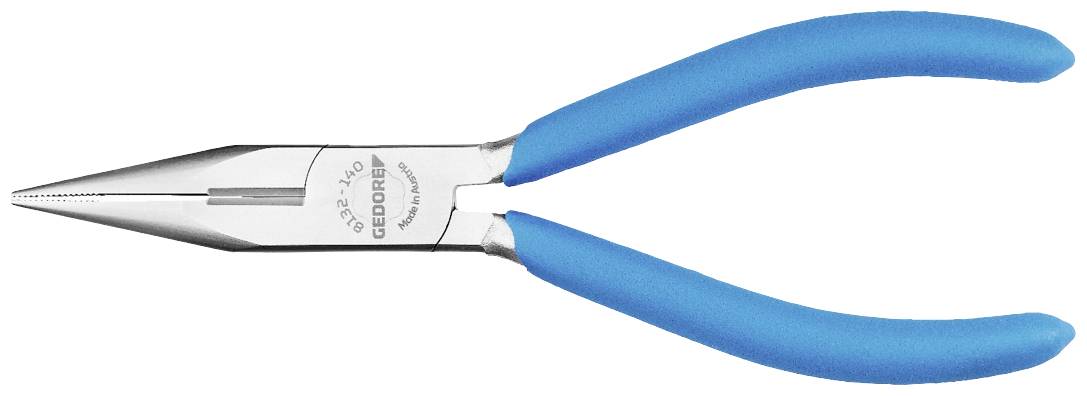 Eine Zange mit blauen Griffen, geeignet für präzise Arbeiten, auf weißem Hintergrund abgebildet.