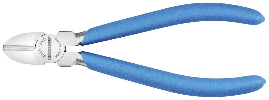 Eine blaue Seitenschneiderzange mit silbernen Backen, geeignet zum Schneiden von Drähten und Kabeln.