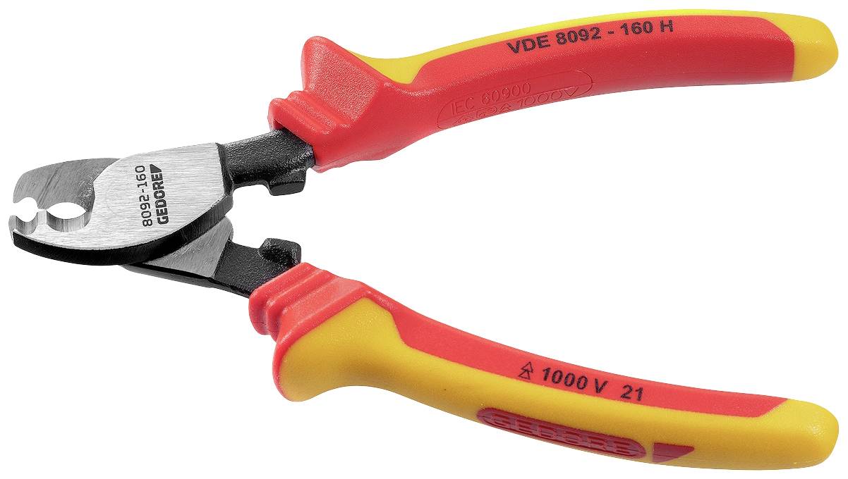 Gedore VDE 8092-160 H VDE-Kabelschere Geeignet für (Abisoliertechnik) Alu- und Kupferkabel, ein- und mehrdrähtig 10mm 50mm²