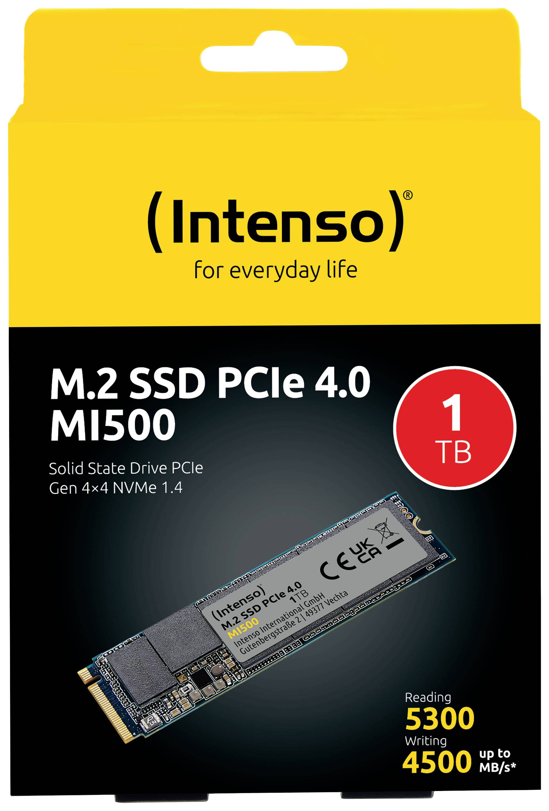 Intenso 1TB Interne M.2 PCIe NVMe SSD 2280 PCIe NVMe 4.0 x4 Retail 3836460