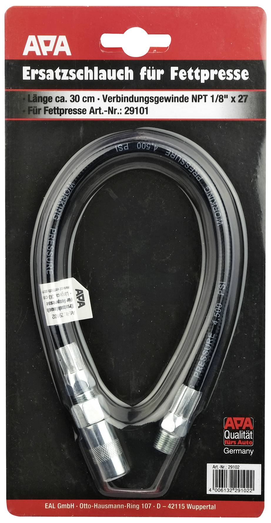'Ersatzschlauch für Fettpresse' von APA, ca. 30 cm, NPT 1/8