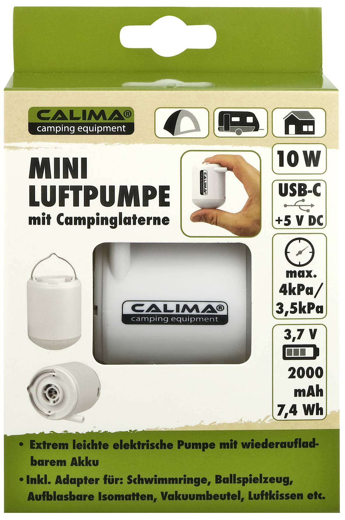 Calima 46076 Akku-Kompressor 0.04 bar Aufbewahrungs-Box/-Tasche, mit Arbeitslampe