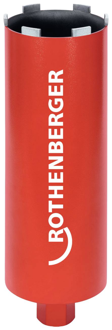 Roter Bohrkern mit der Aufschrift 'ROTHENBERGER', verwendet für präzises Bohren in harten Materialien, zylindrische Form.