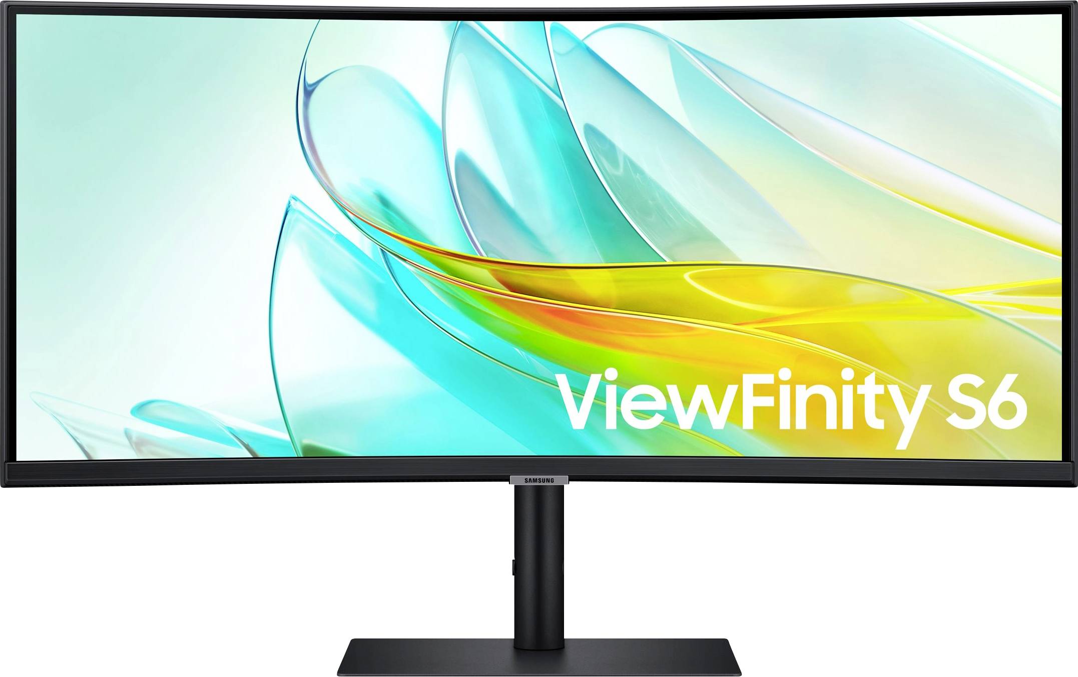 Ein ultrabreiter Monitor mit geschwungenem Display, auf dem 'ViewFinity S6' steht. geeignet für immersive visuelle Erlebnisse.