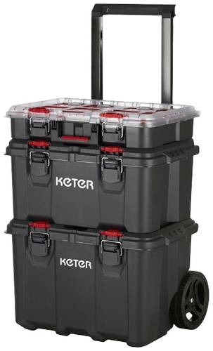 KETER 250927 Stack n Roll Werkzeugkasten unbestückt Schwarz