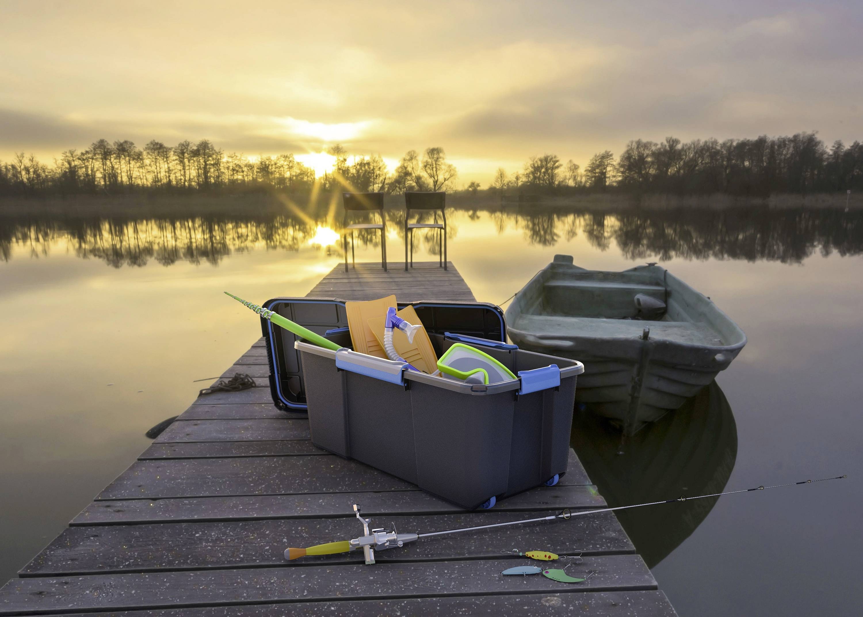 KIS 241507 Aufbewahrungsbox Scubba stapelbar (B x H x T) 780 x 350 x 395mm Grau-Blau, Schwarz 1St.