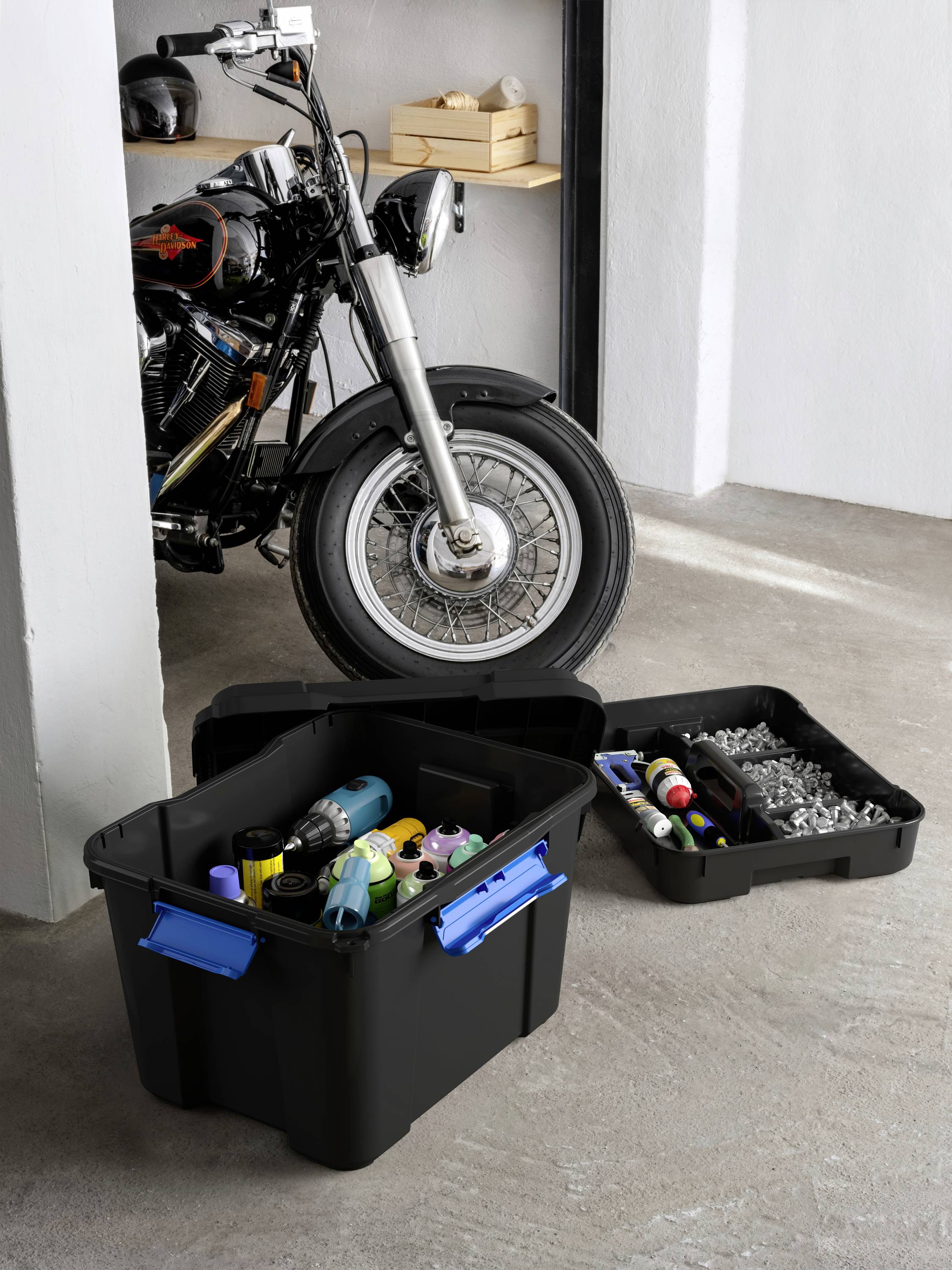 KIS 241508 Aufbewahrungsbox Scubba stapelbar (B x H x T) 735 x 460 x 445mm Grau-Blau, Schwarz 1St.