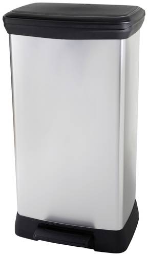 Curver Deco bin metalics 254620 Mülleimer 46 l (B x H x T) 407 x 749 x 307 mm Silber, Schwarz 1 St.
