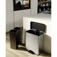 Curver Deco bin slim 254619 Mülleimer 52l (B x H x T) 486 x 615 x 284mm Silber, Schwarz 1St. Curver Deco bin slim 254619 Mülleimer 52l (B x H x T) 486 x 615 x 284mm Silber, Schwarz 1St.