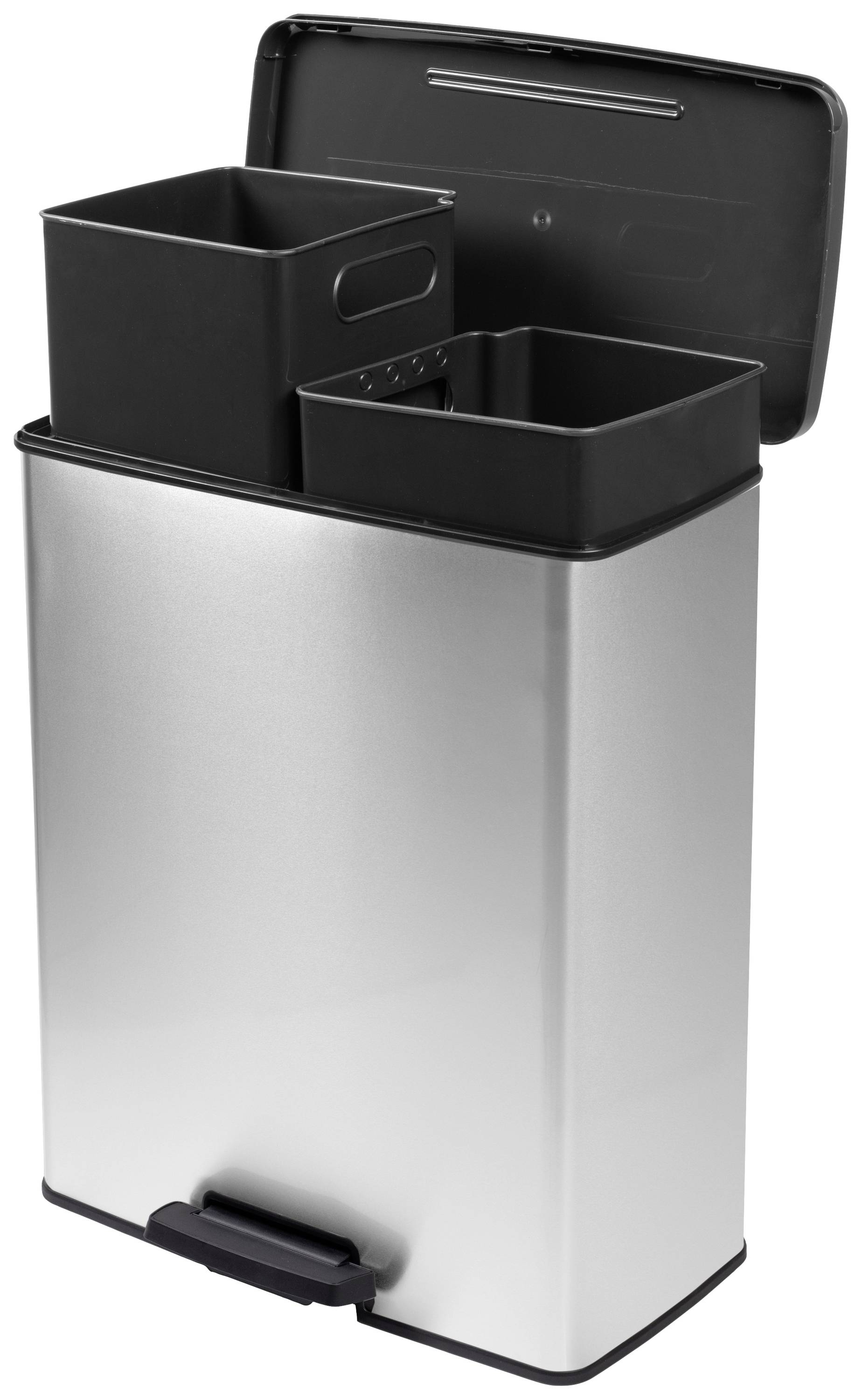 Curver Deco bin slim 254619 Mülleimer 52 l (B x H x T) 486 x 615 x 284 mm Silber, Schwarz 1 St.