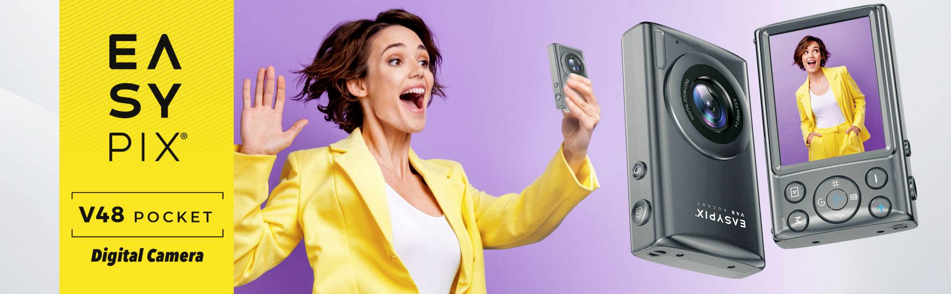 Easypix V48 Pocket Anthrazite Digitalkamera 8 Megapixel Anthrazit Integrierter Akku, 4K-Video, Full HD Video, mit eingebautem