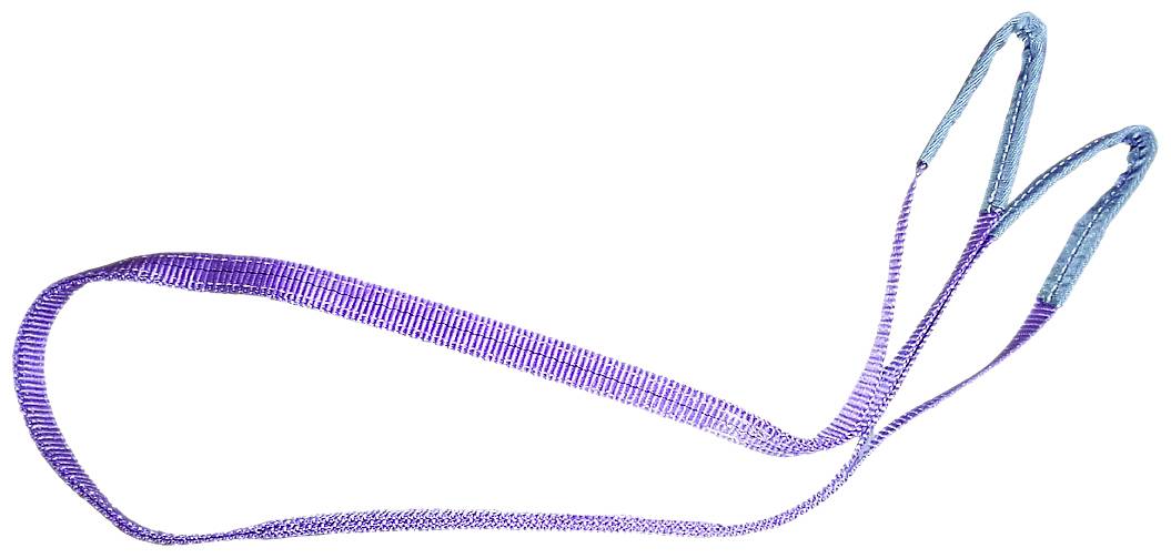 Lila Bandschlinge mit zwei Schlaufen, häufig in Kletter- und Sicherungsanwendungen verwendet.