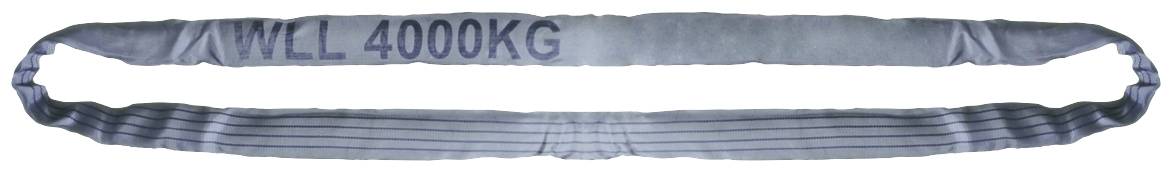 Grauer Hebegurt mit der Aufschrift 'WLL 4000KG', geeignet für das Heben von Lasten bis zu 4000 Kilogramm.